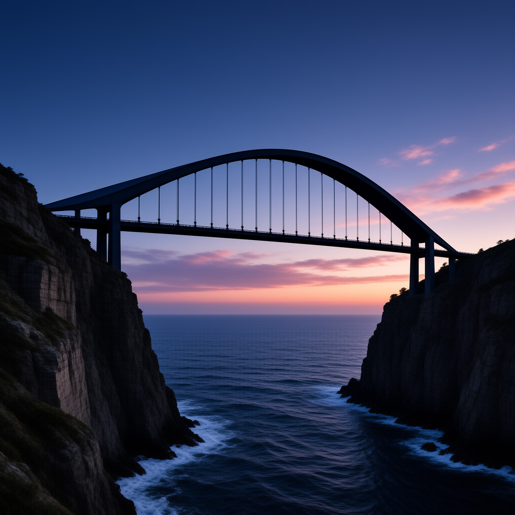 Coastal Arch Bridge at Dusk
