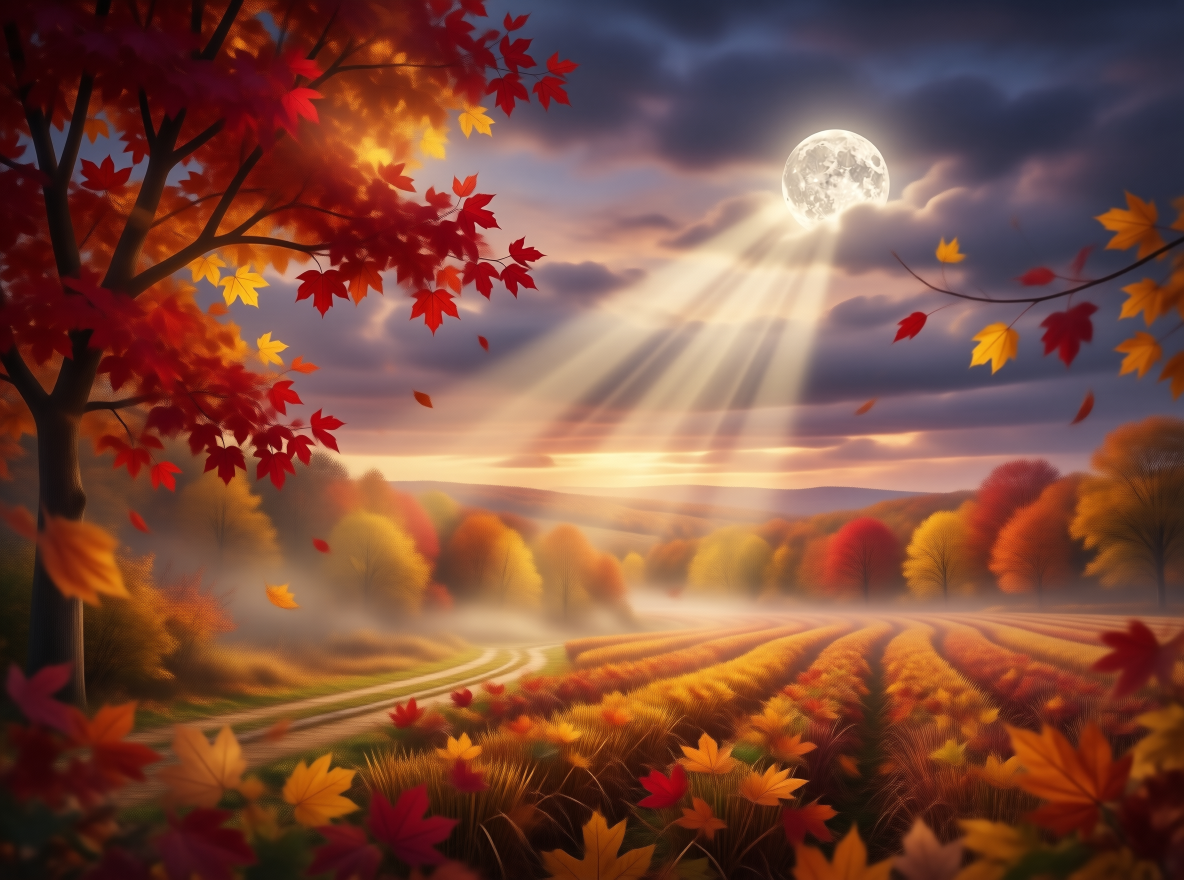 Autumn Moonlight Landscape