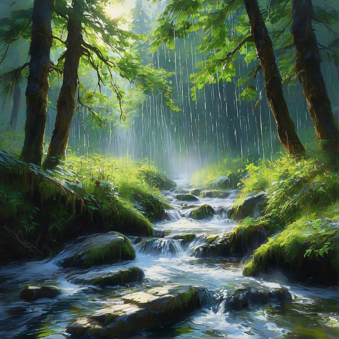 Sunlit Forest Stream