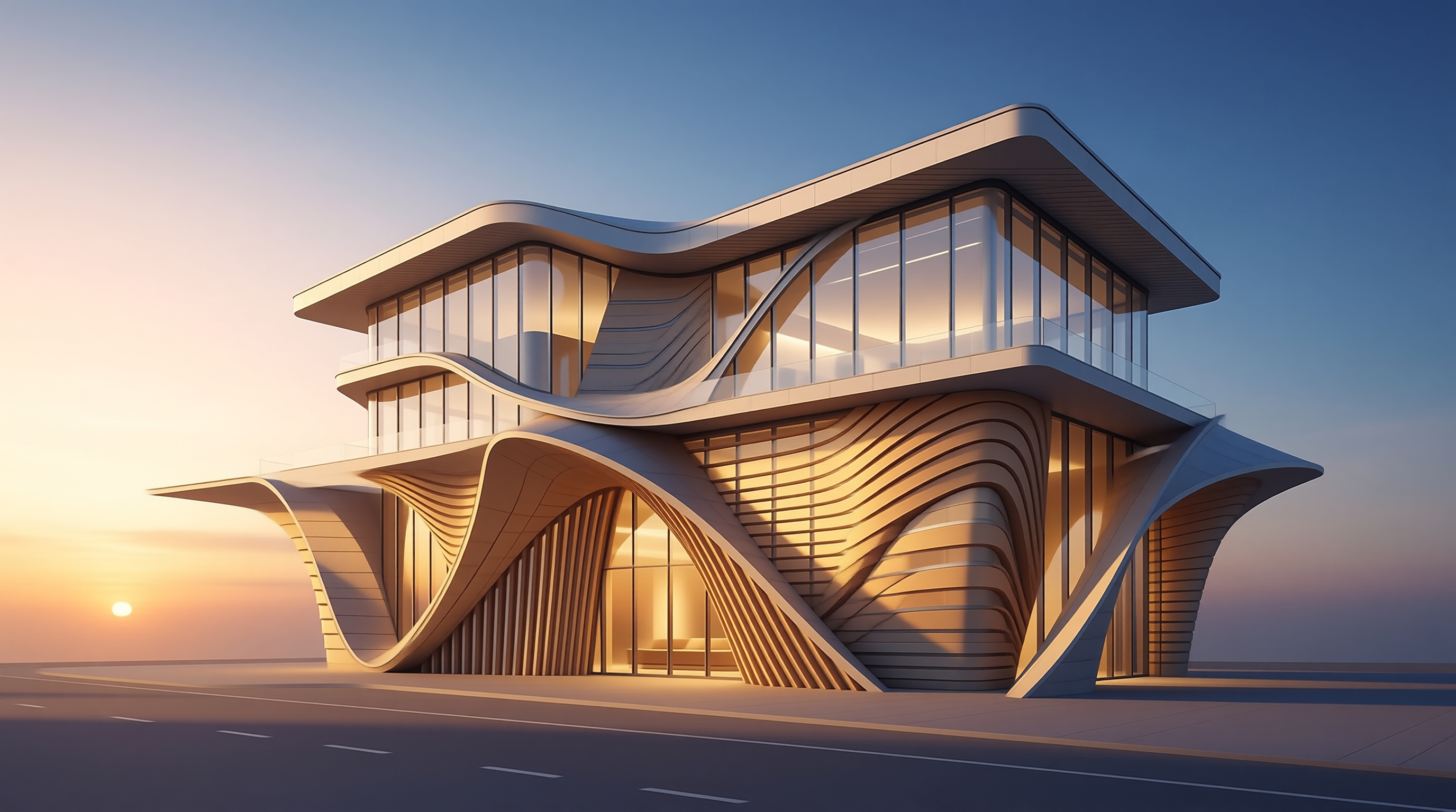 Sleek Modern Curved Building