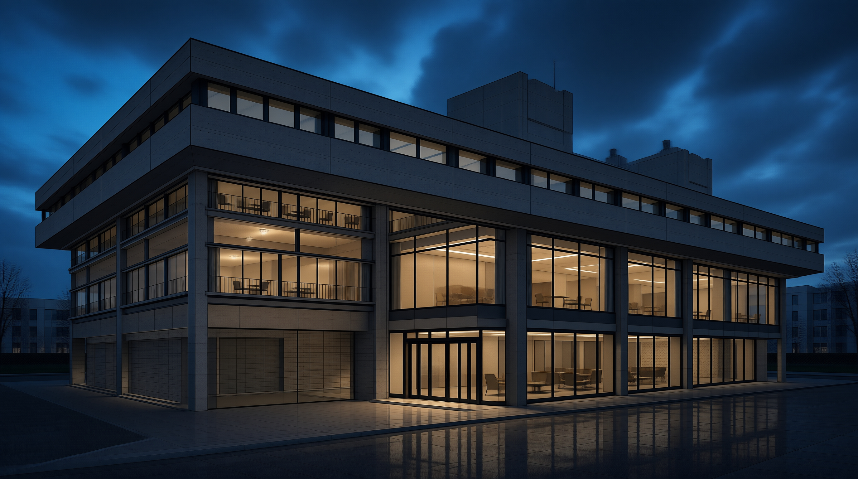 Contemporary Building at Dusk