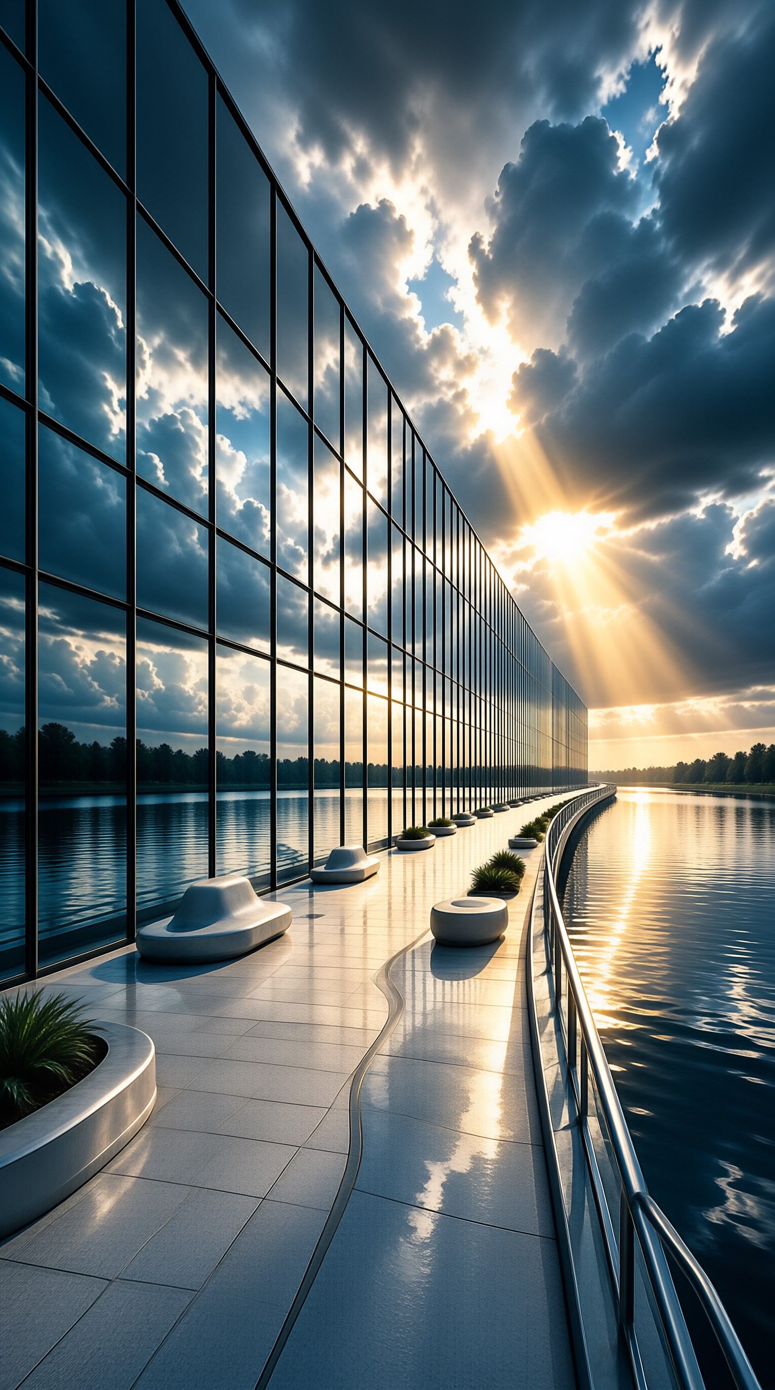Glass Facade by the Water