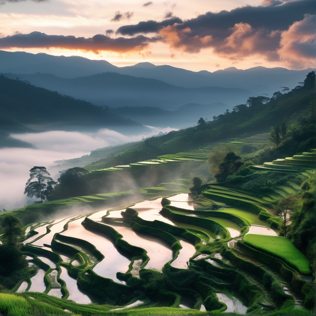 Rice Terraces at Sunset