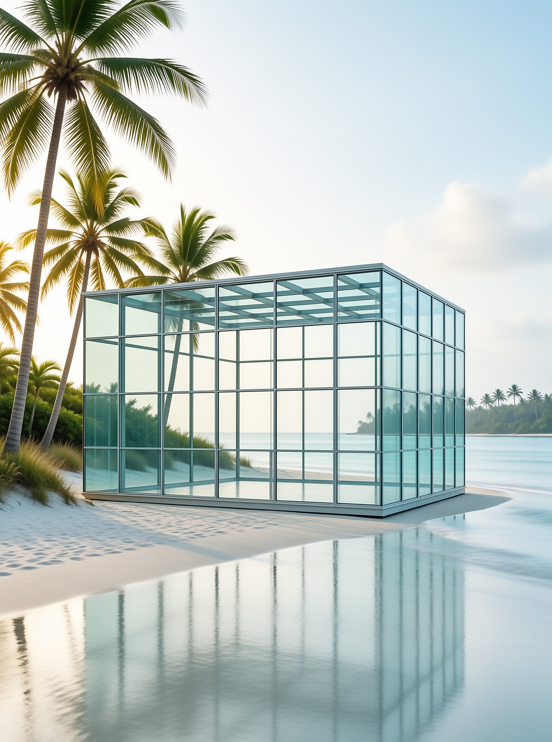 Glass Pavilion on Tropical Beach