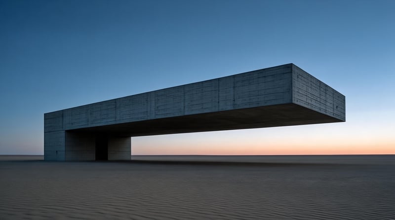 Cantilevered Concrete Monolith in Desert