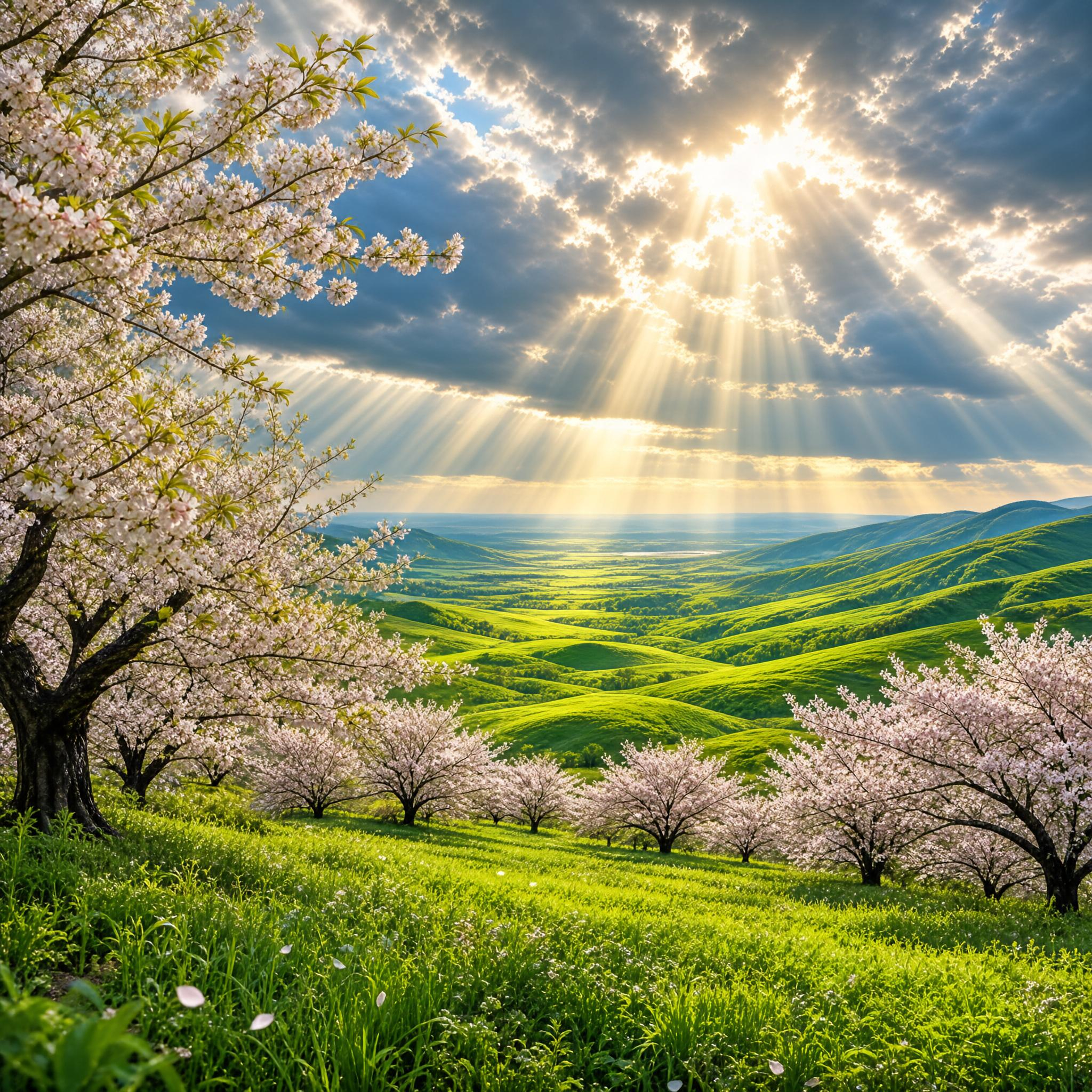 Cherry Blossom Valley Sunrise