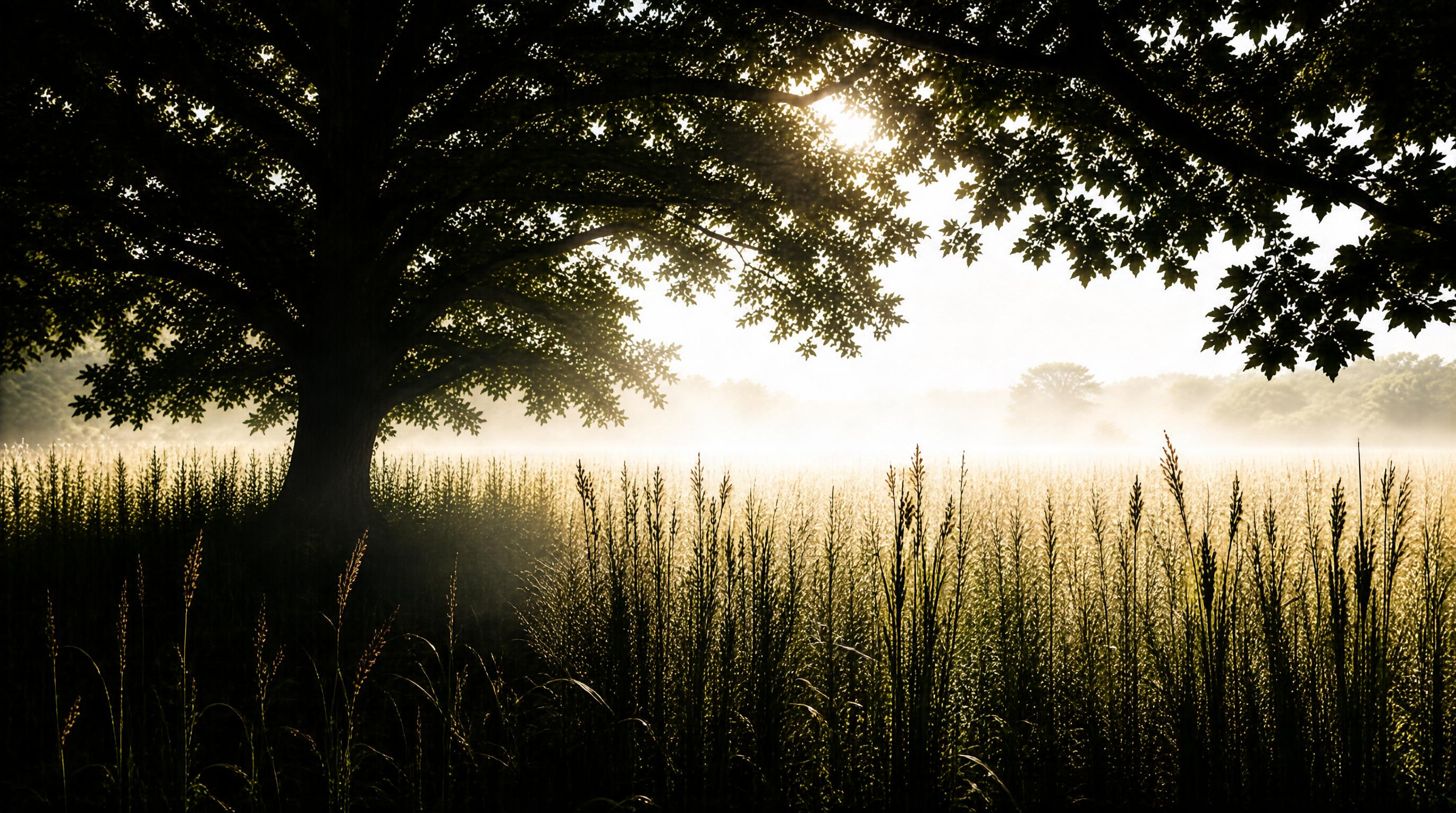 Sunlit Tree and Field