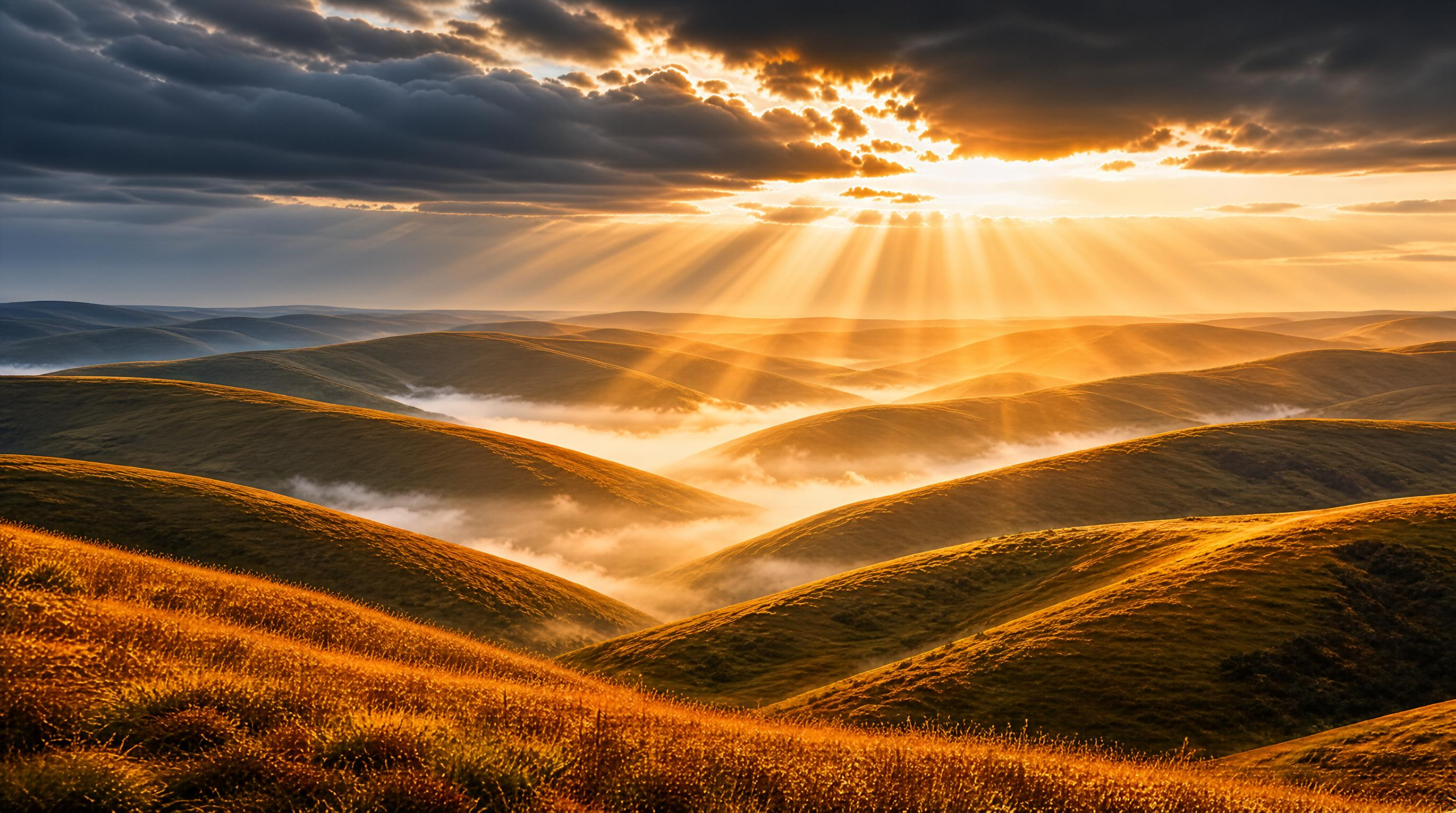 Sunrise Over Golden Hills