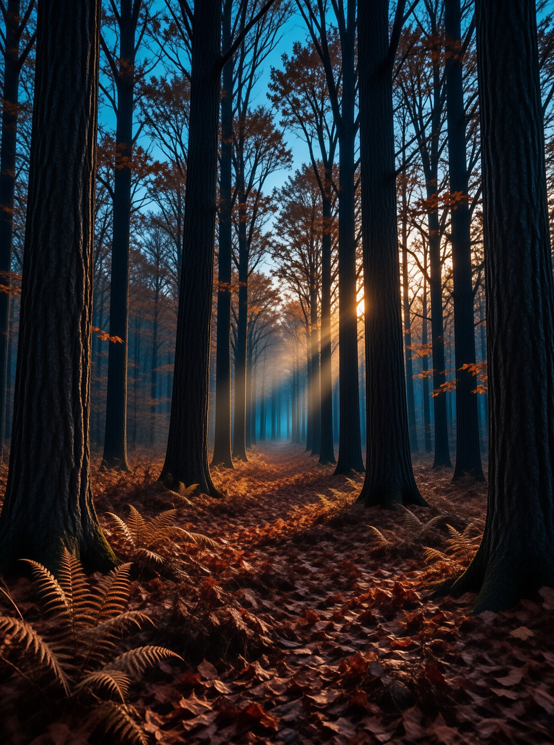 Misty Forest Sunbeams
