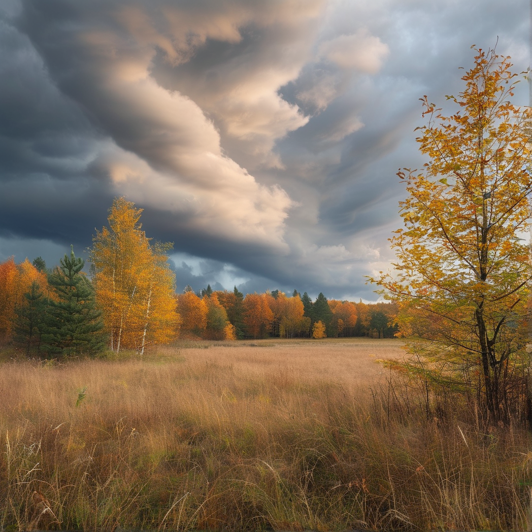 Autumn Landscape Under Storm
