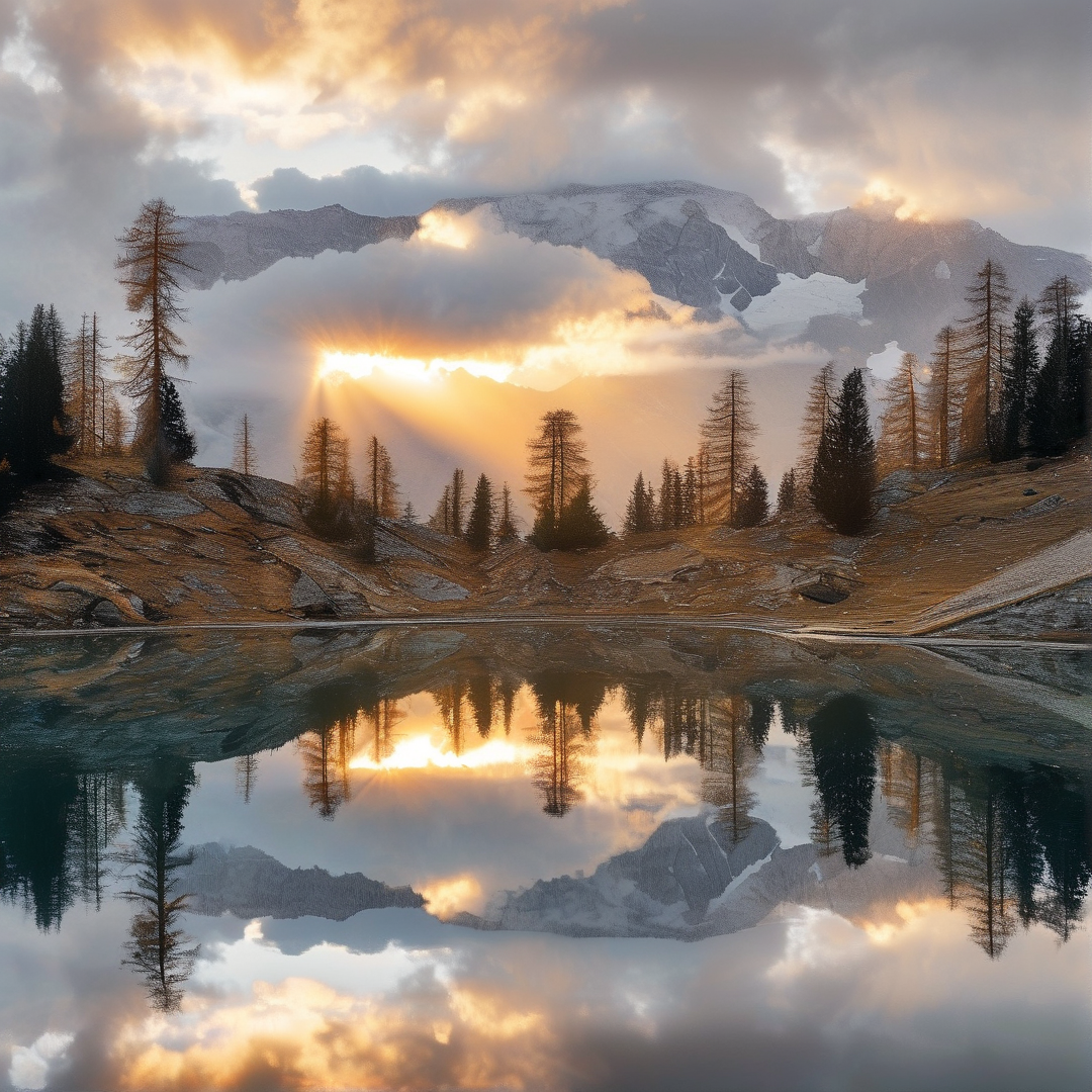 Alpine Lake Sunset Reflection