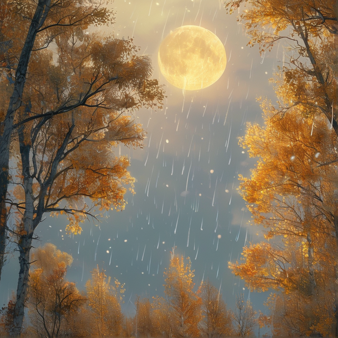 Autumn Moon in Rain