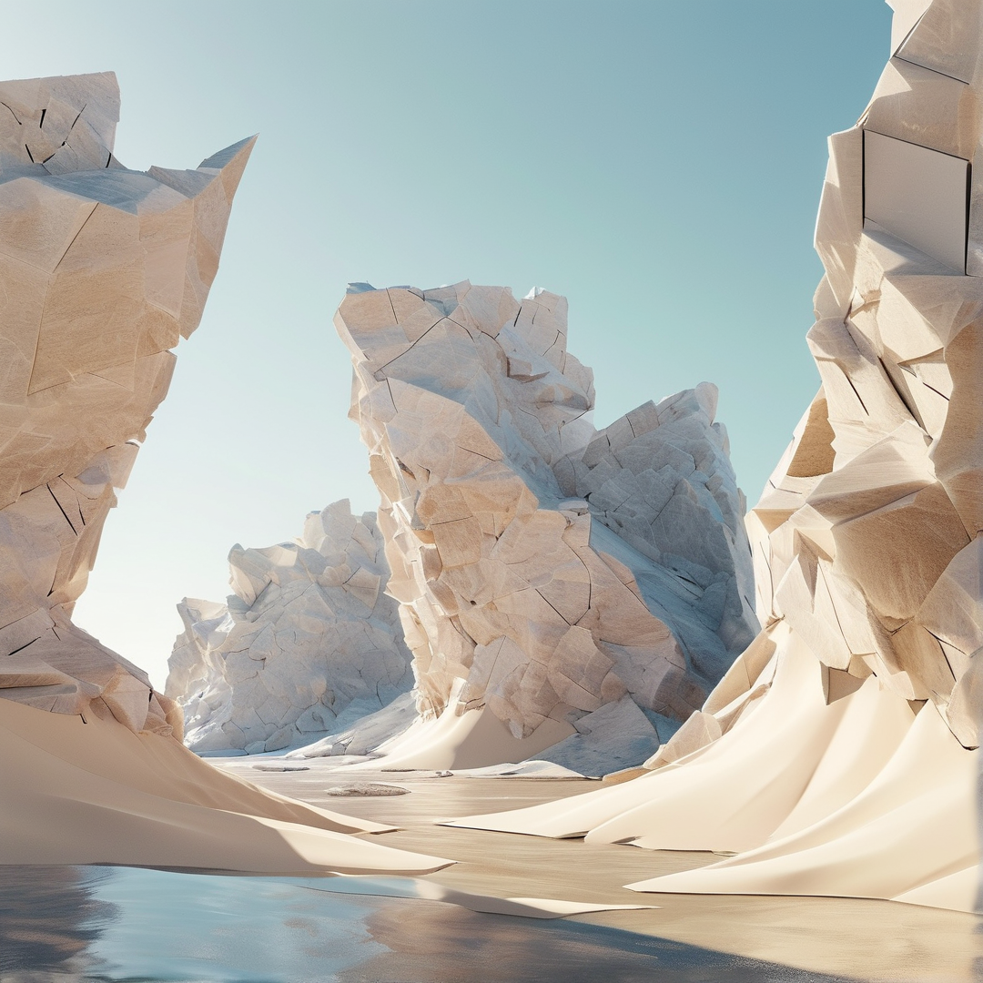 Surreal Paper Desert Scene