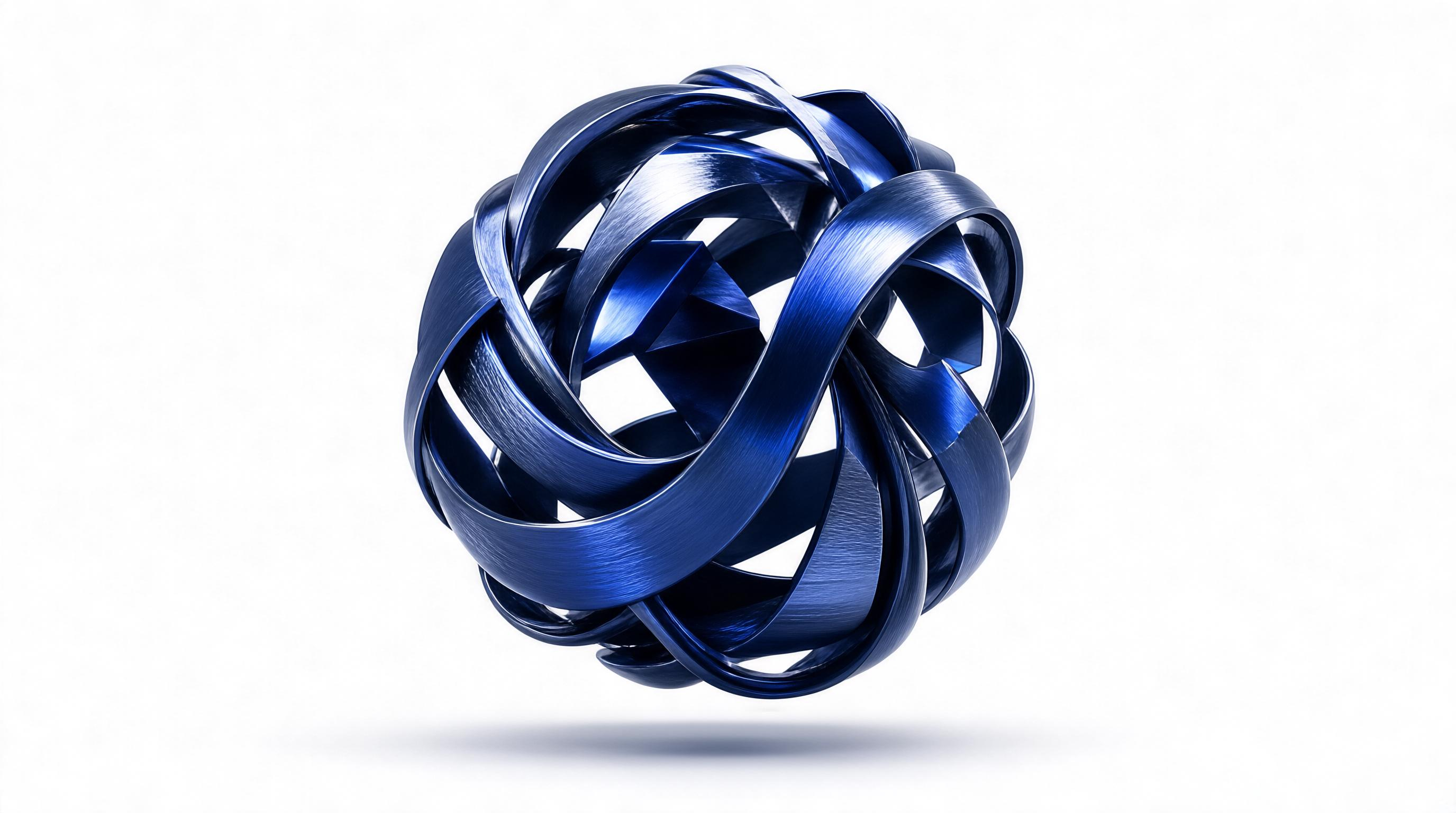 Blue Metallic Ribbon Sphere