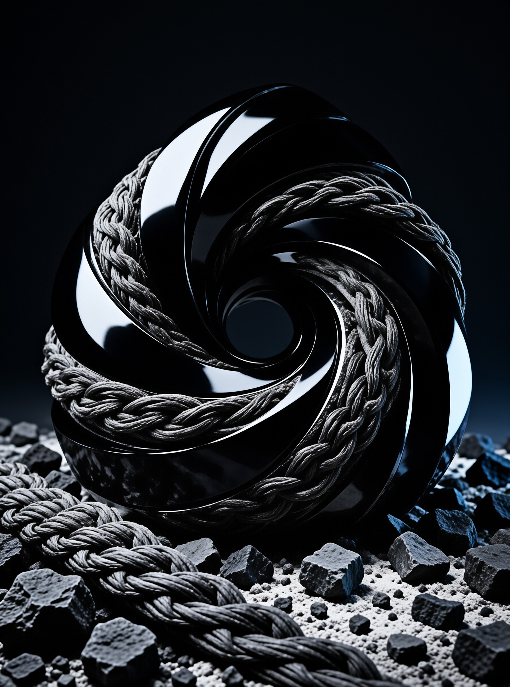 Black Swirling Sculpture