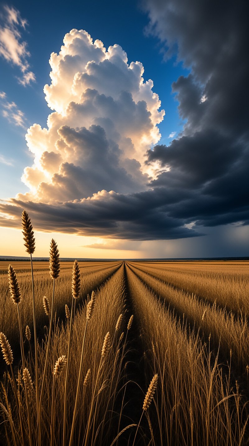 Dramatic Sky Over Wheat Field