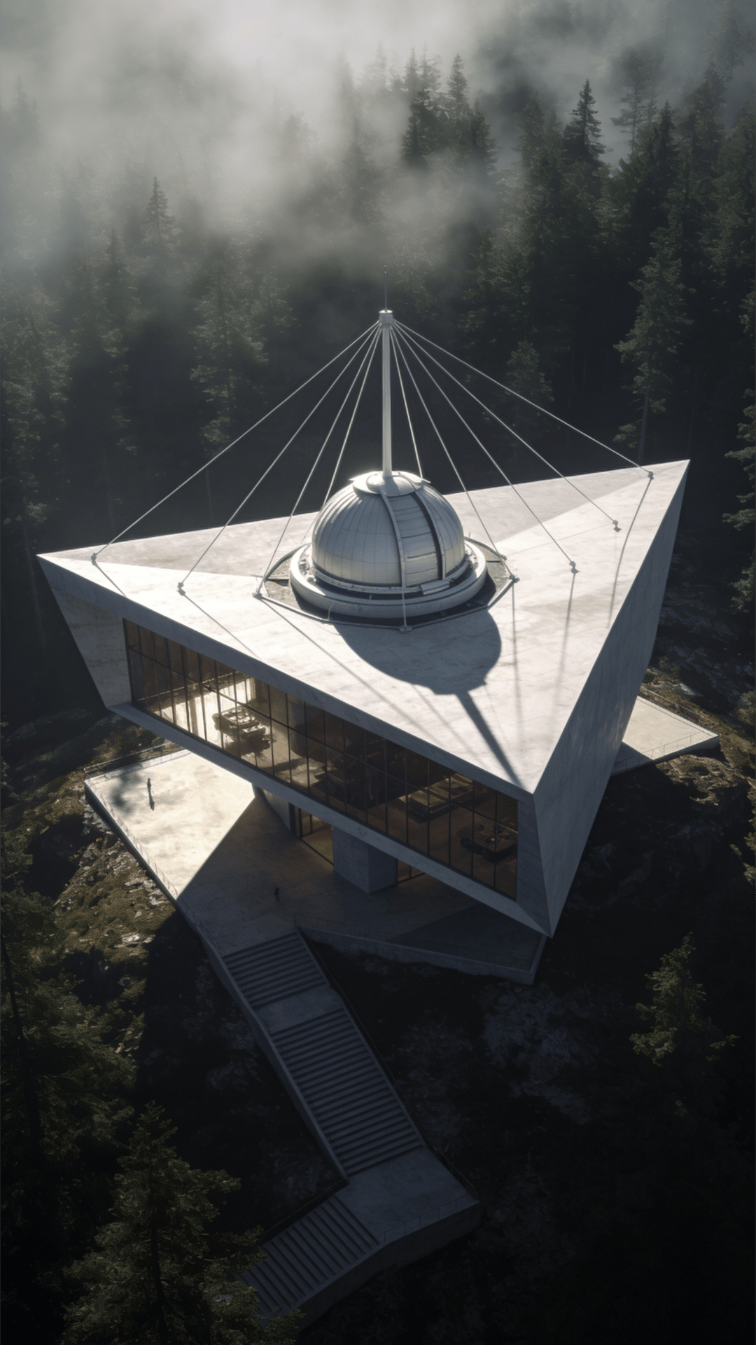 Observatory with Tensile Structure — Misty Forest