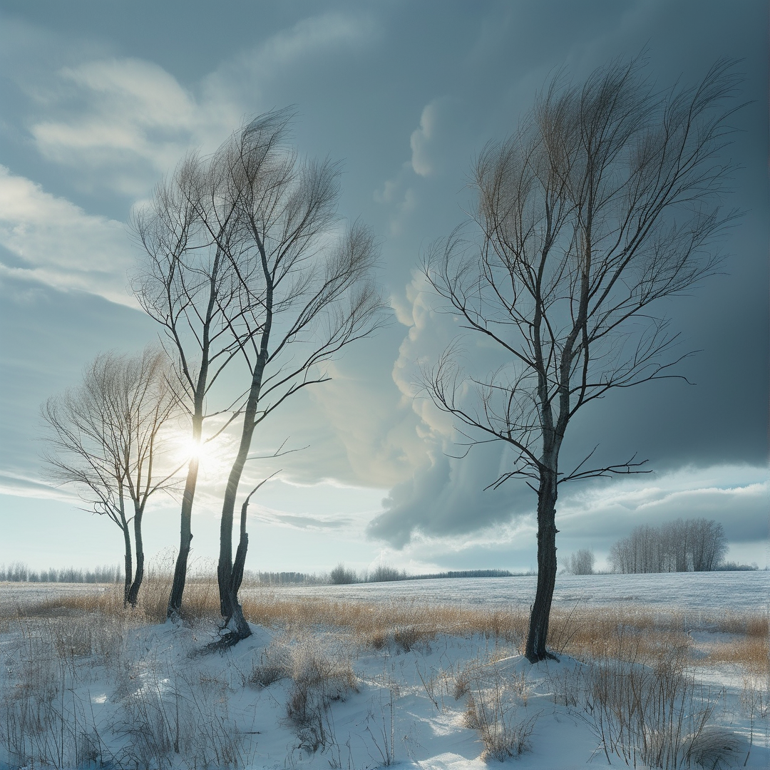Winter Trees and Snowy Field