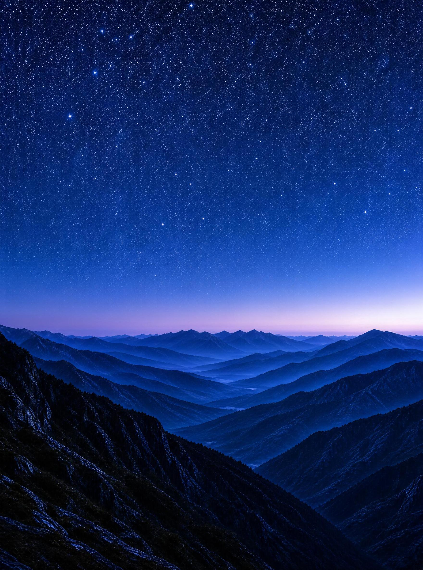 Starry Night Over Mountain Ranges