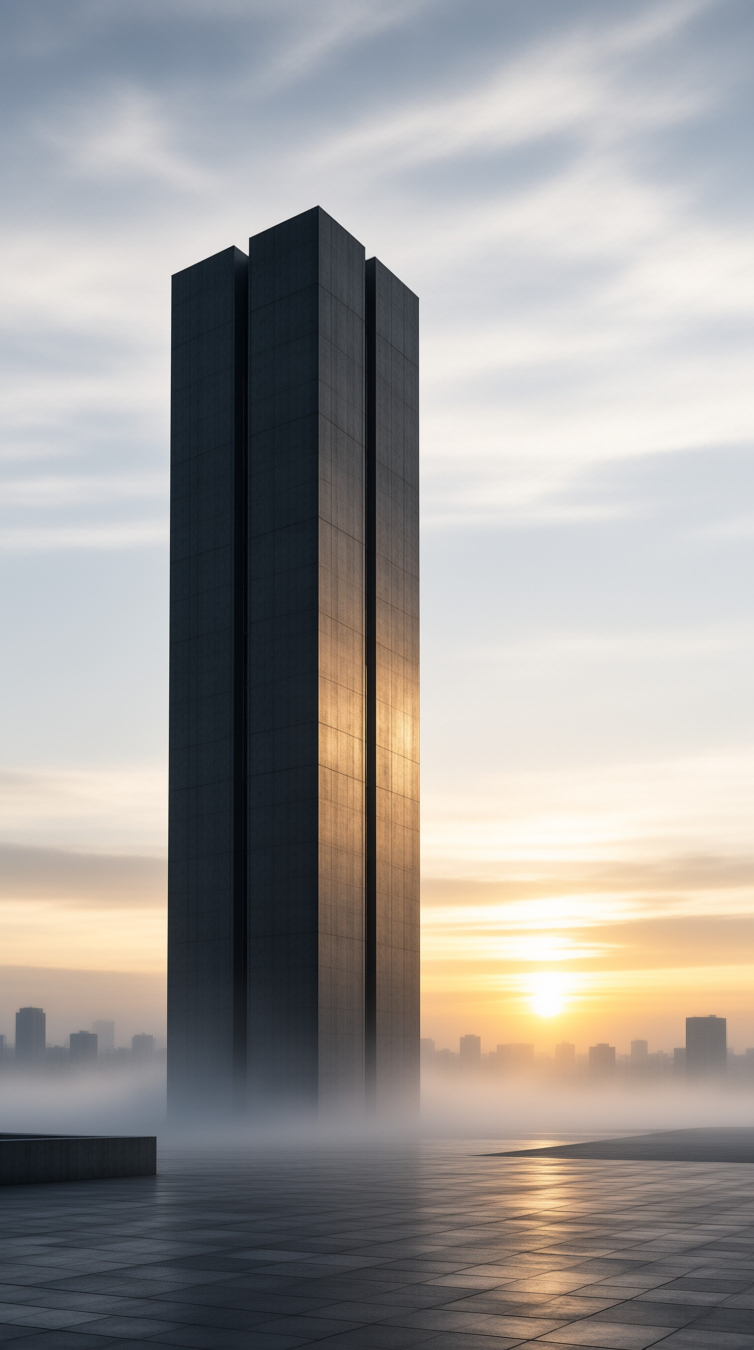 Minimalist Towers in Mist