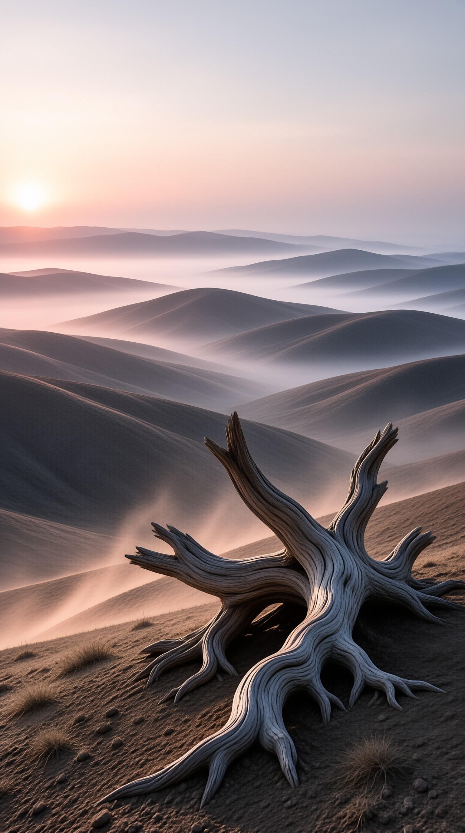 Twisted Tree in Desert Sunrise