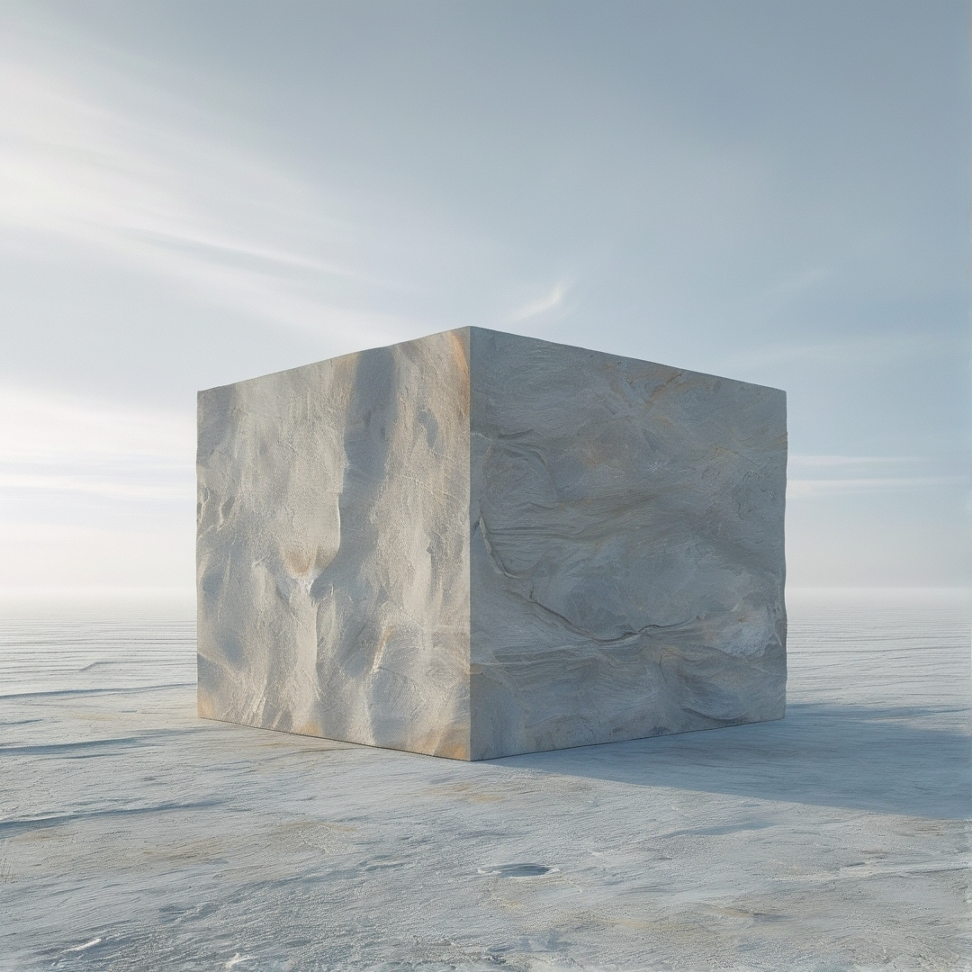 Marble Cube in Open Space
