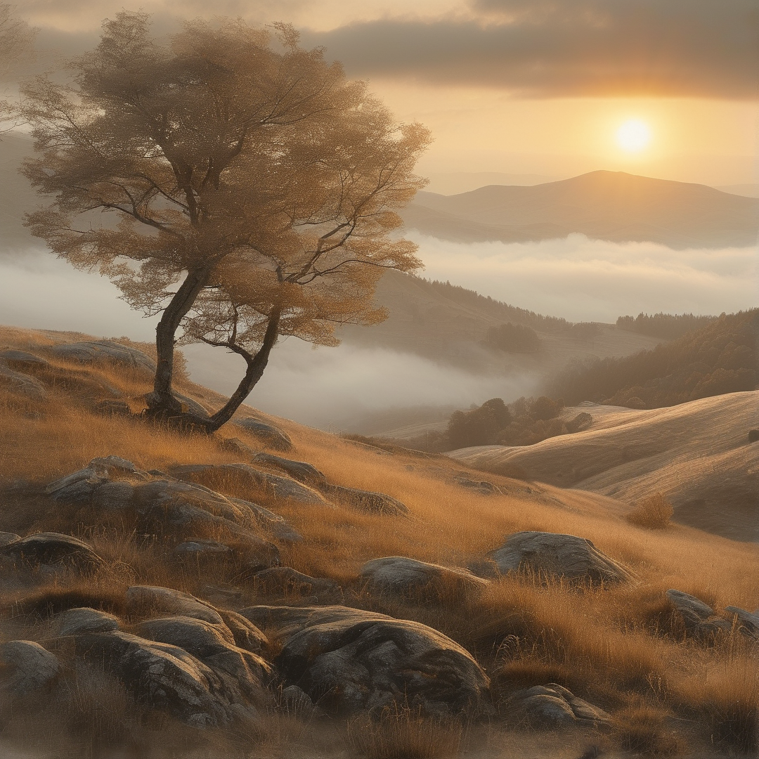 Golden Hour Hillside Landscape