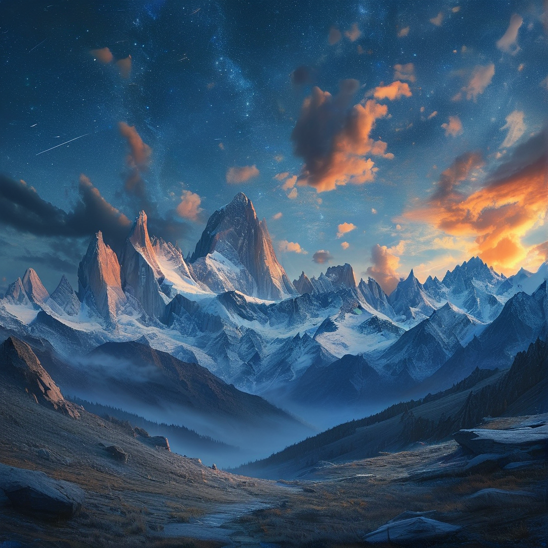 Alpine Peaks at Starry Dusk