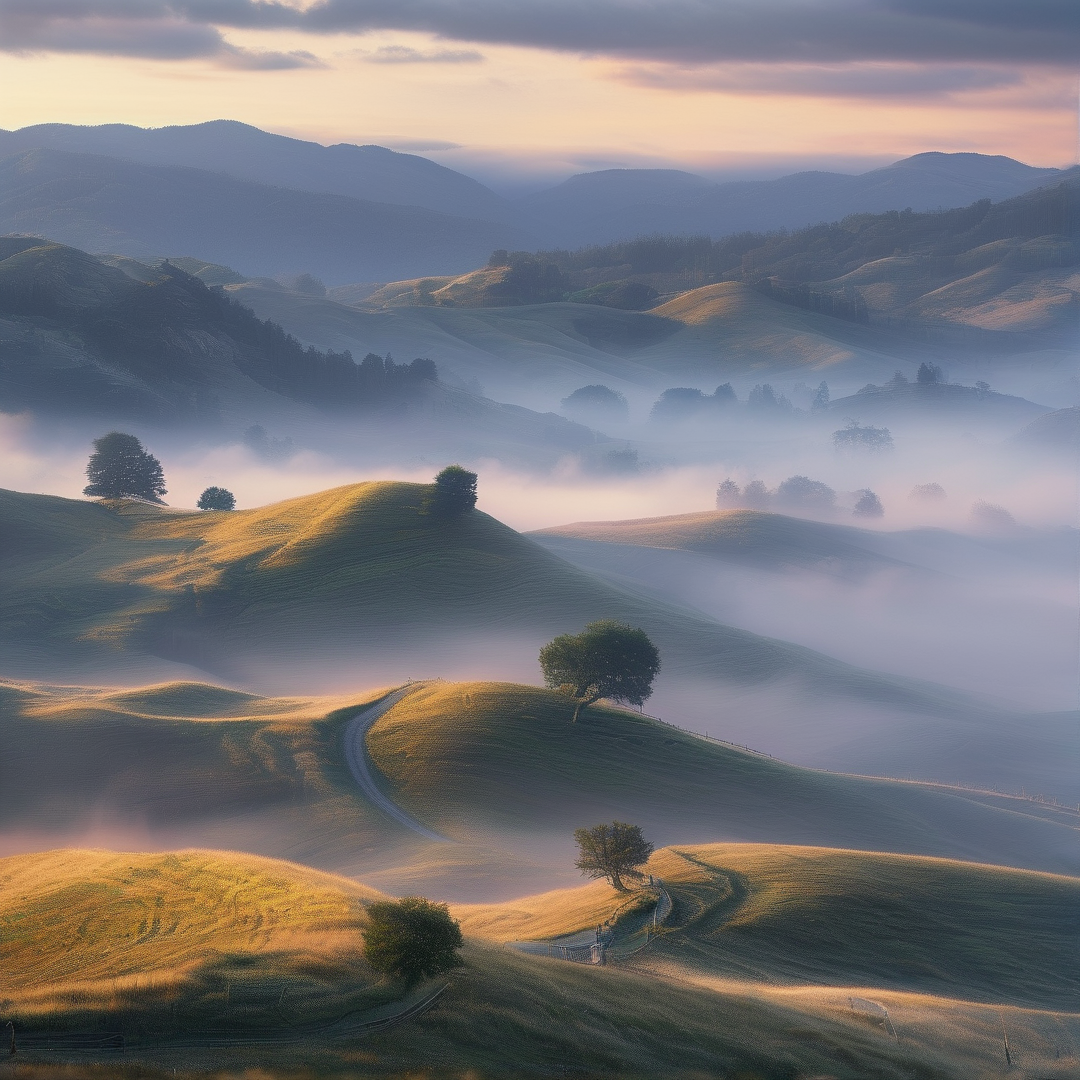 Misty Hills at Sunrise