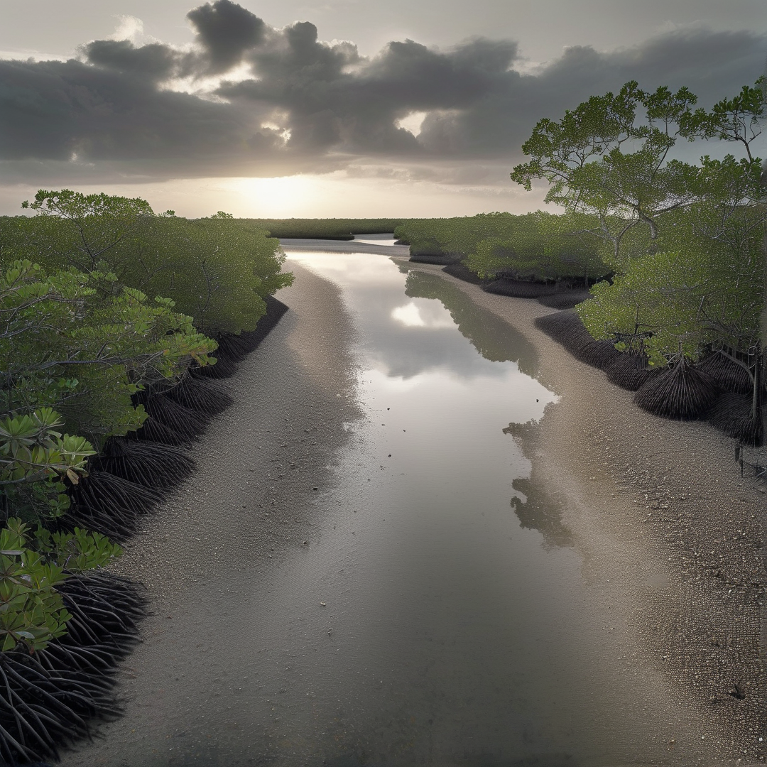 Mangrove Waterway at Sunset