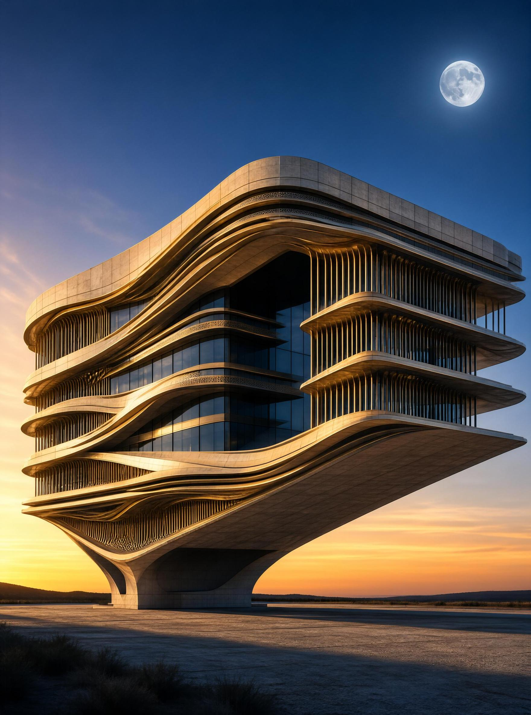 Futuristic Building at Dusk