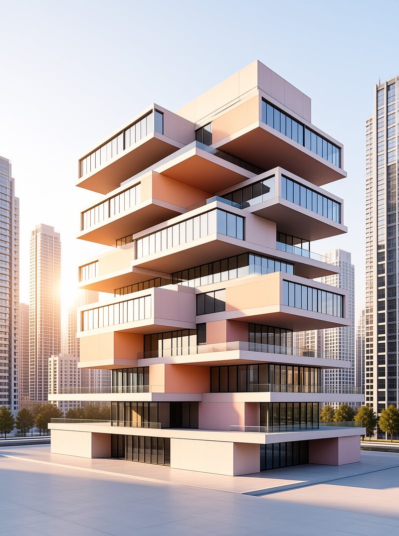 Modern Pink Architectural Tower