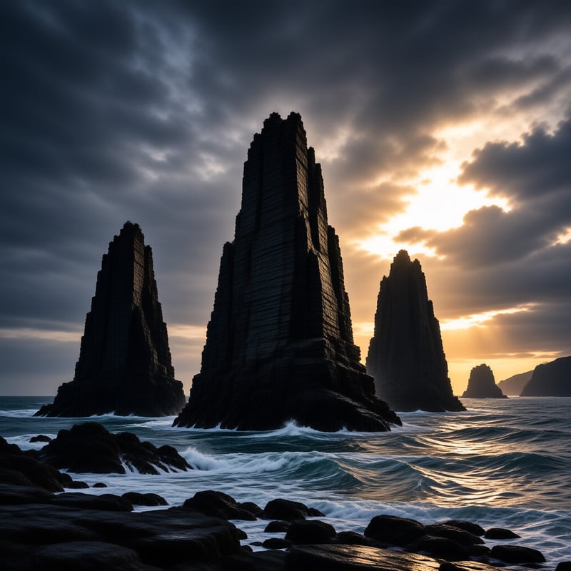 Dramatic Sea Stacks at Sunset