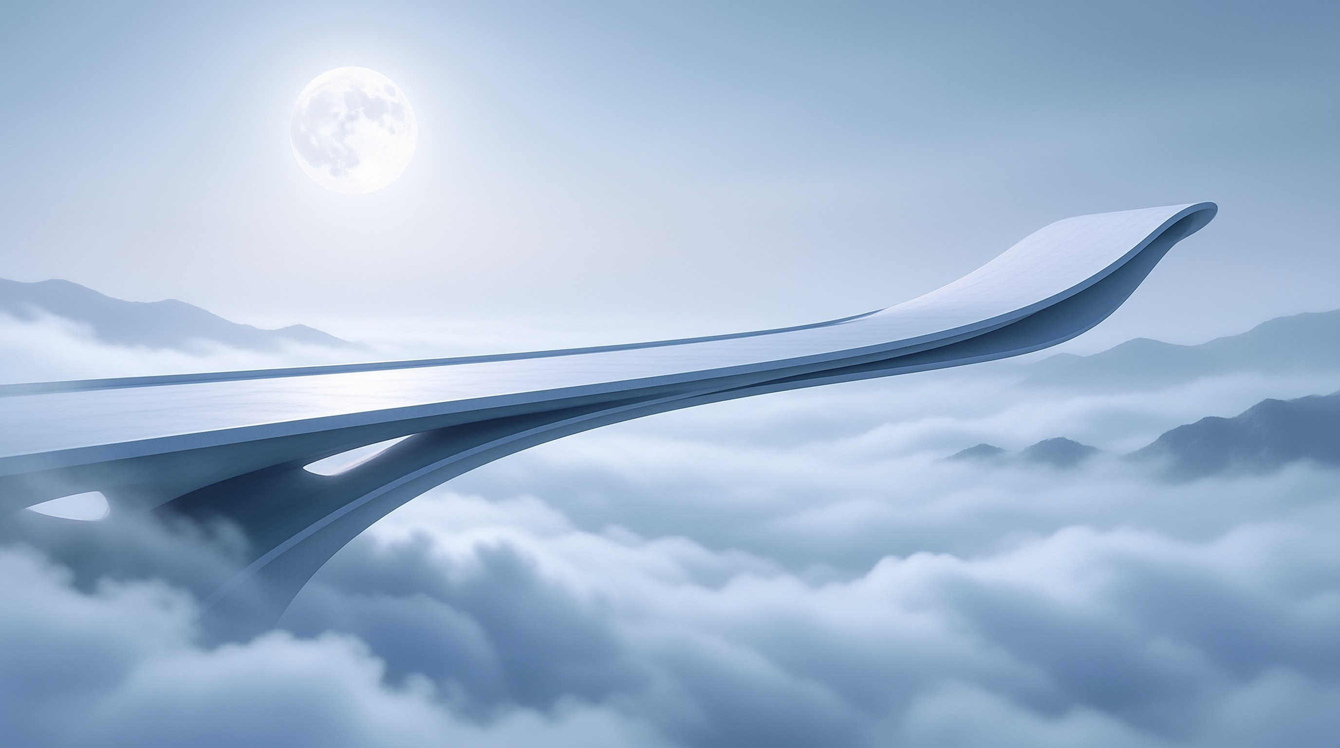 Sculptural Bridge Over Clouds