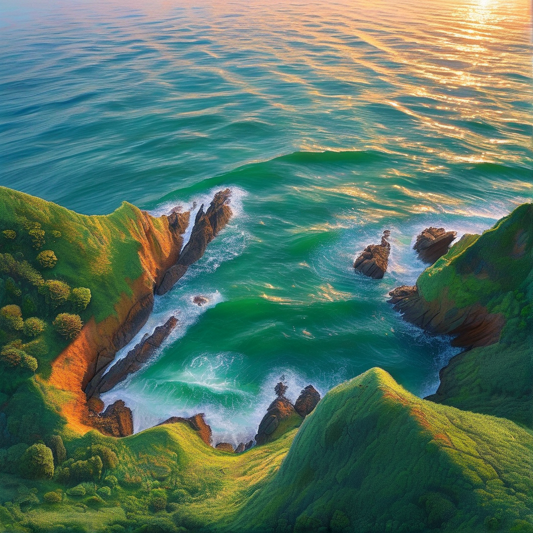 Surreal Green Valley with Water