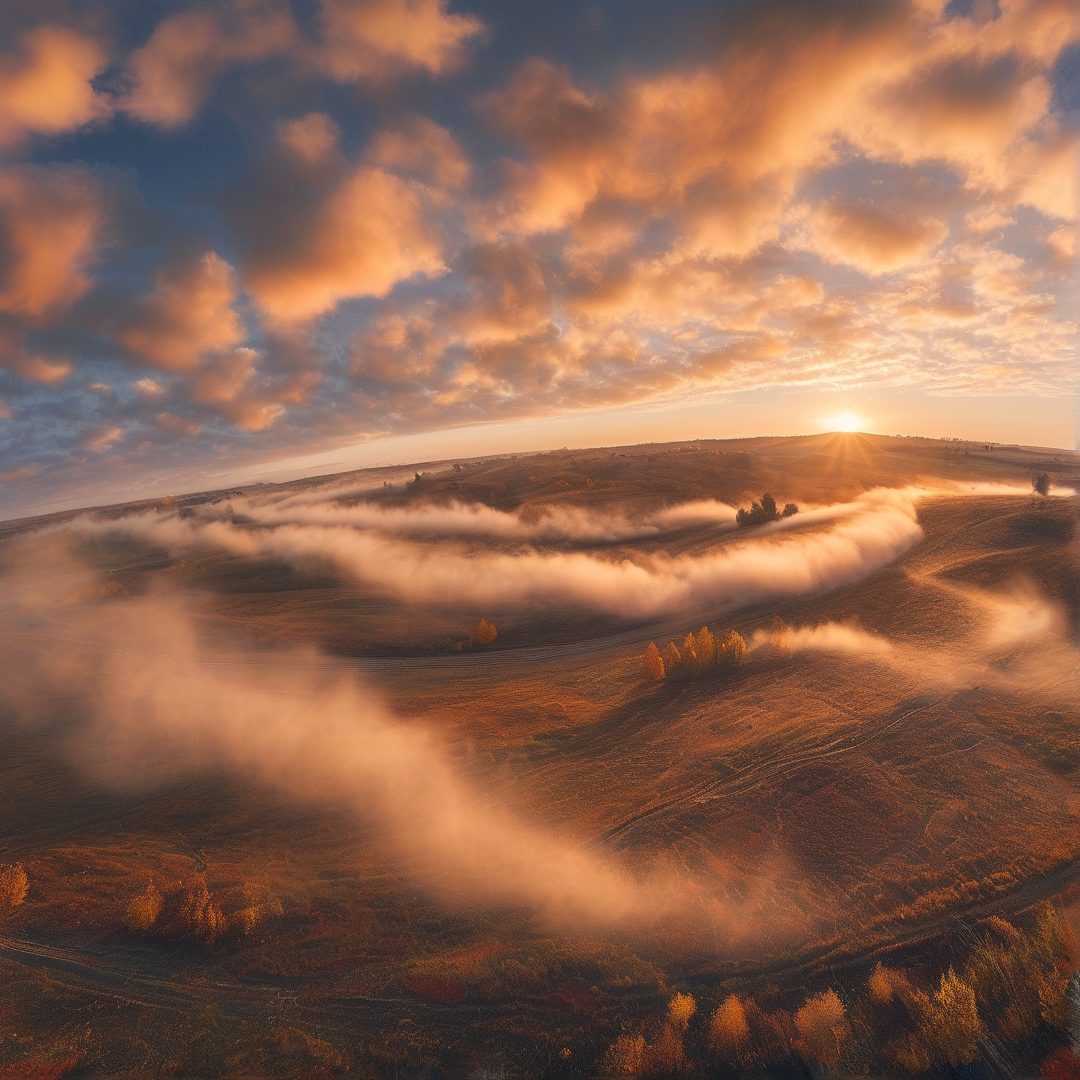 Golden Hour Misty Hills