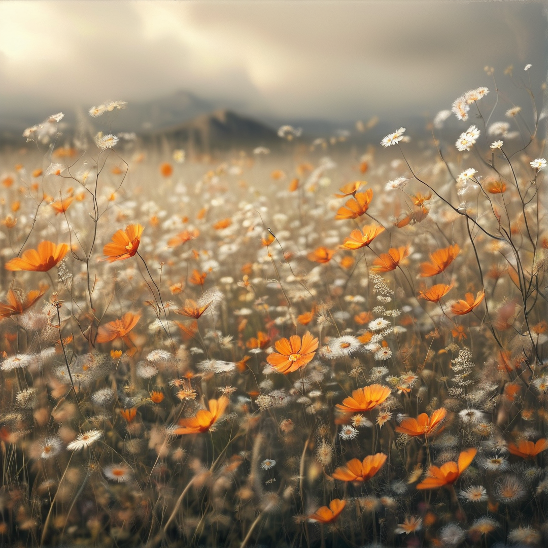 Misty Wildflower Field