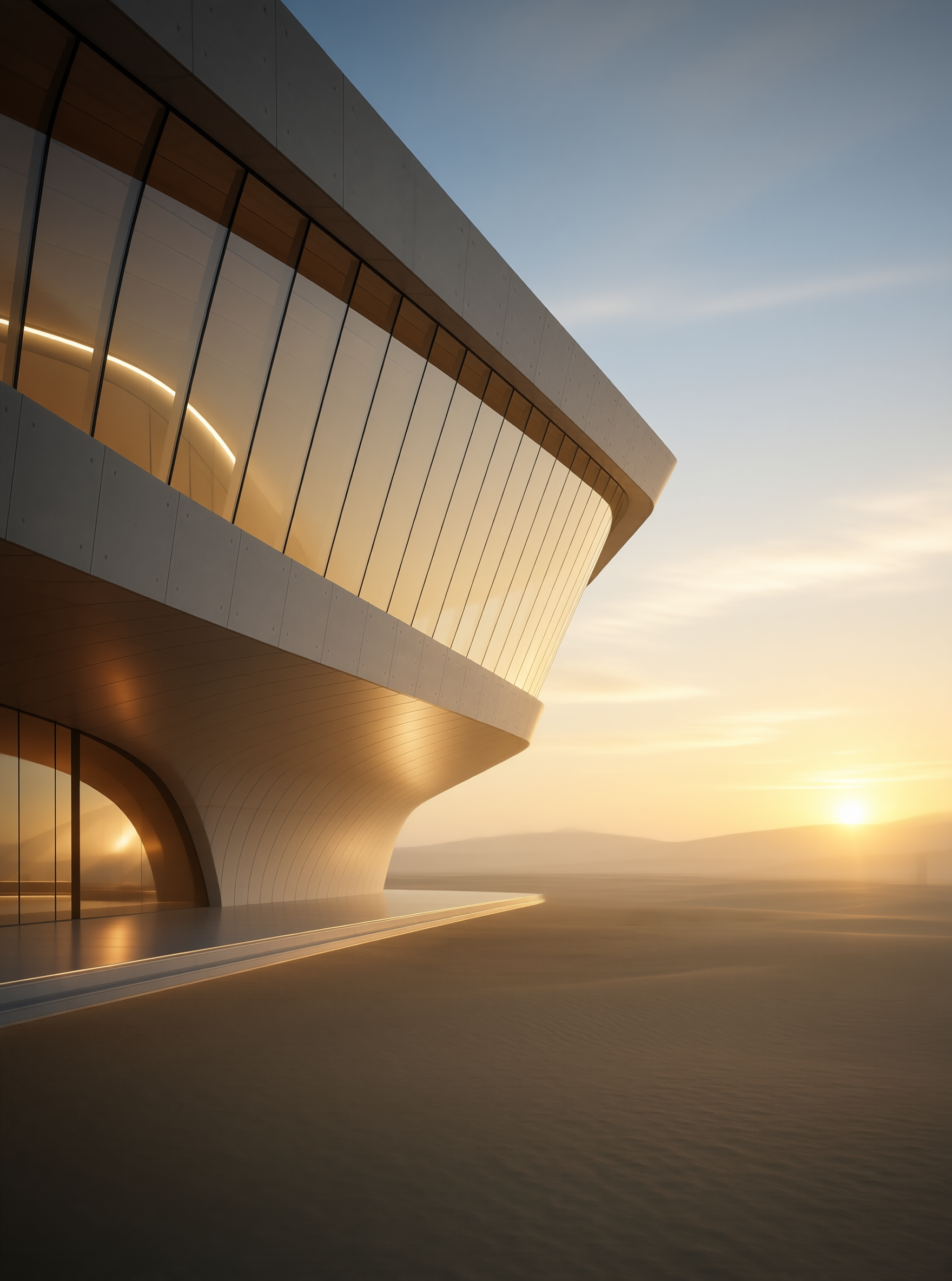 Futuristic Building at Sunset