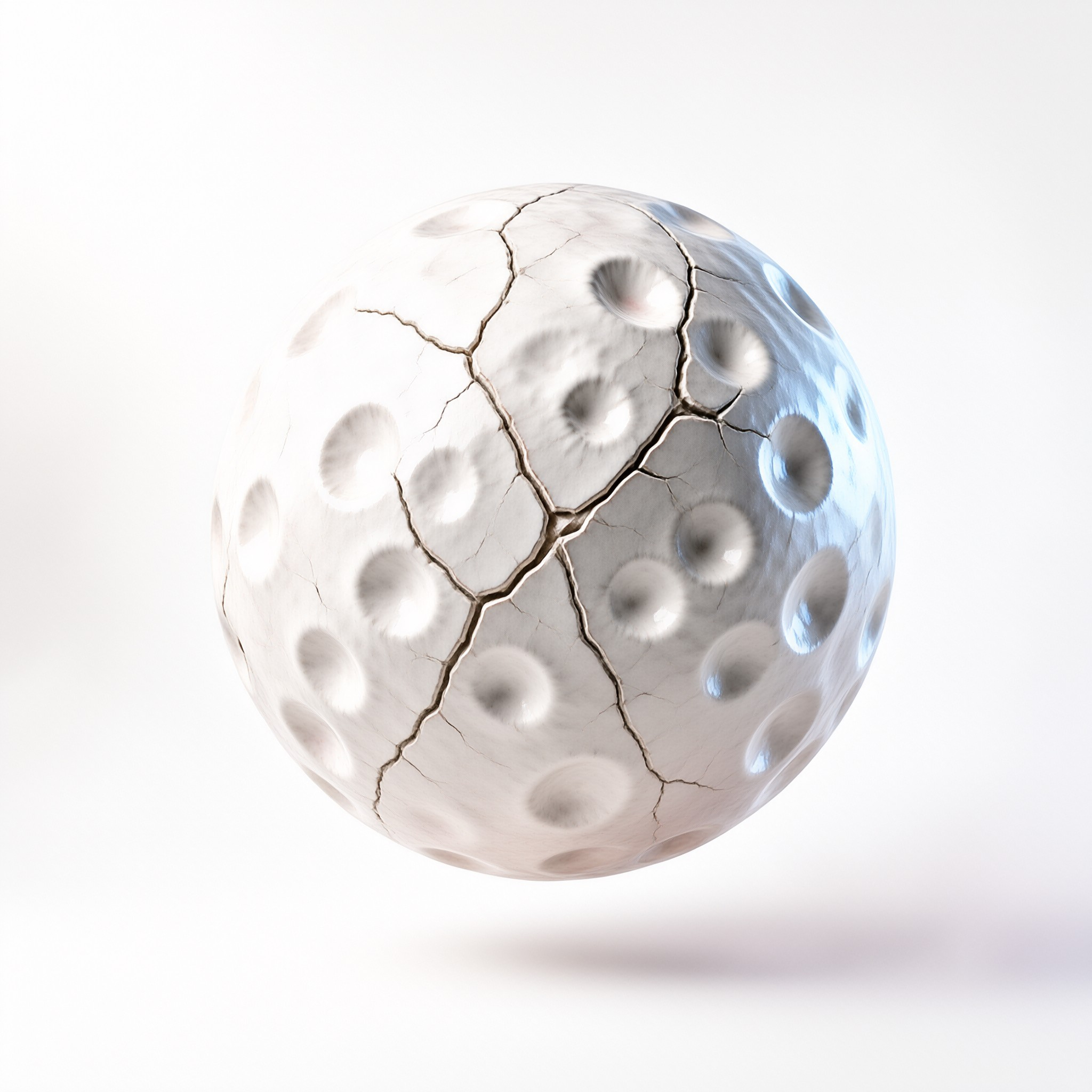 Cracked White Golf Ball