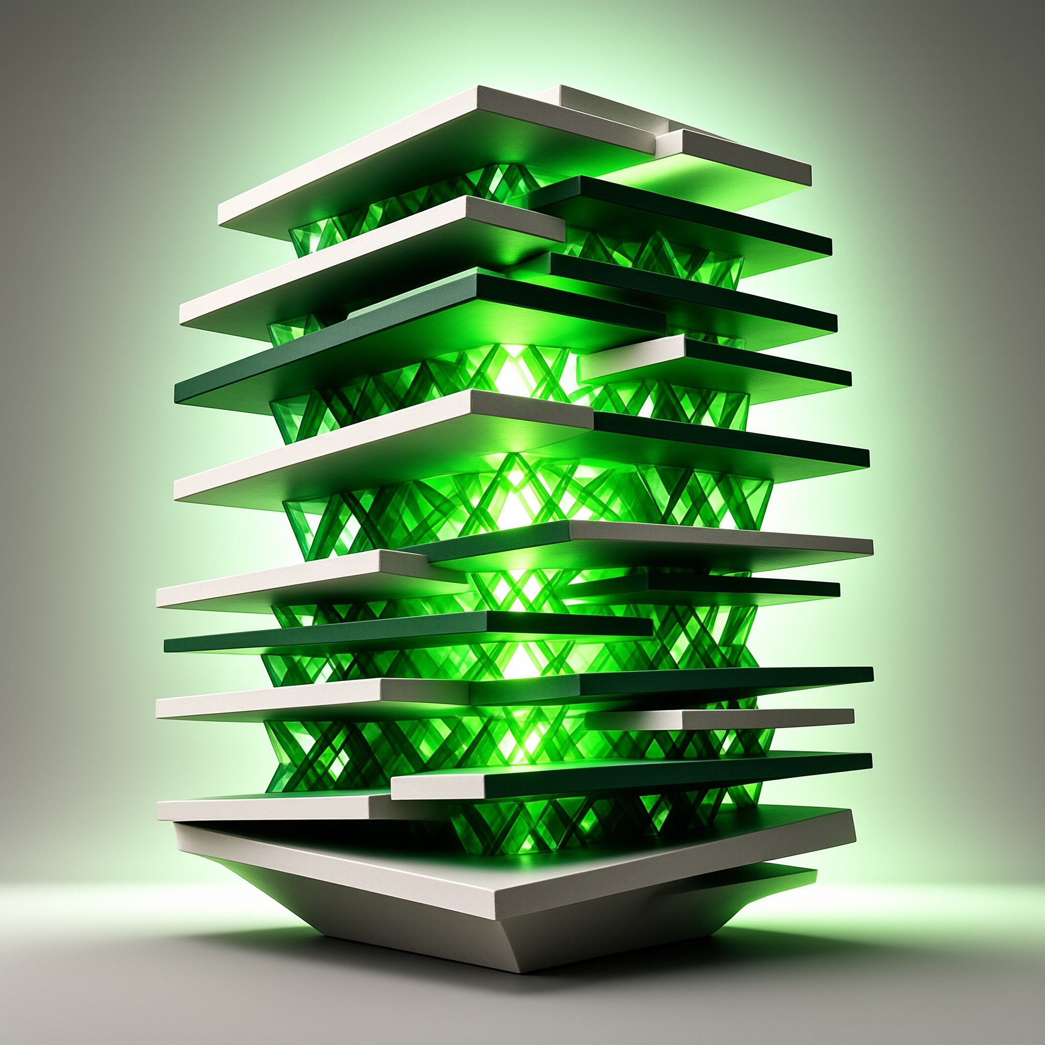 Futuristic Green Layered Tower