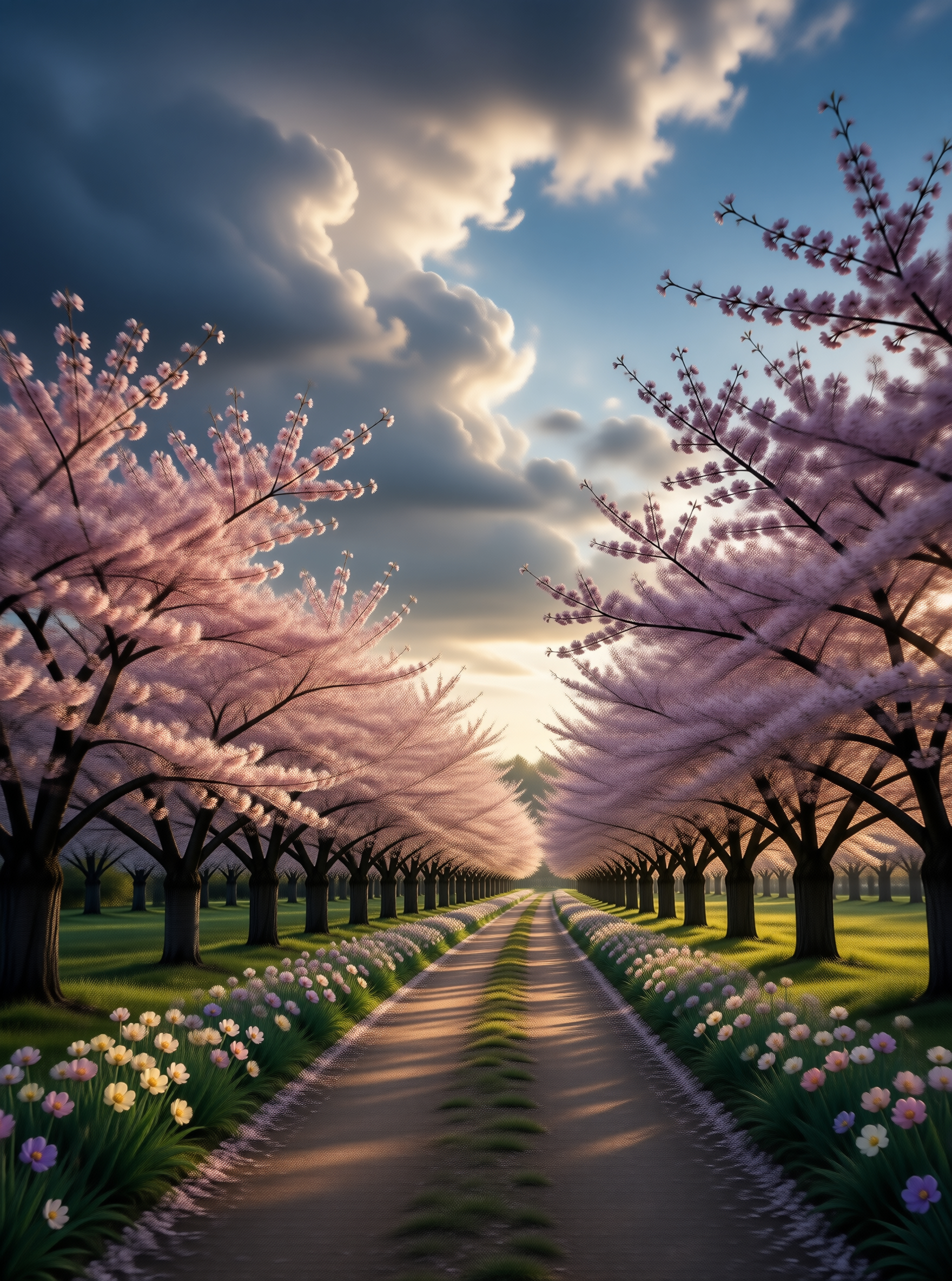 Cherry Blossom Orchard Path