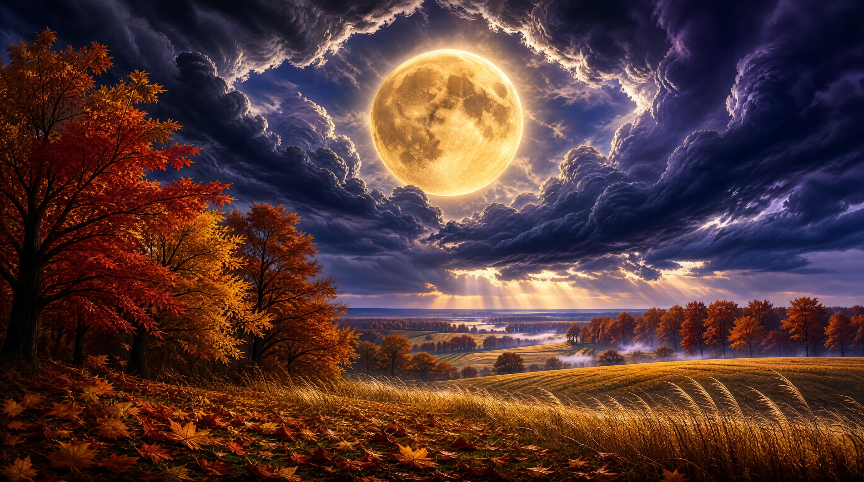 Dramatic Autumn Moonrise