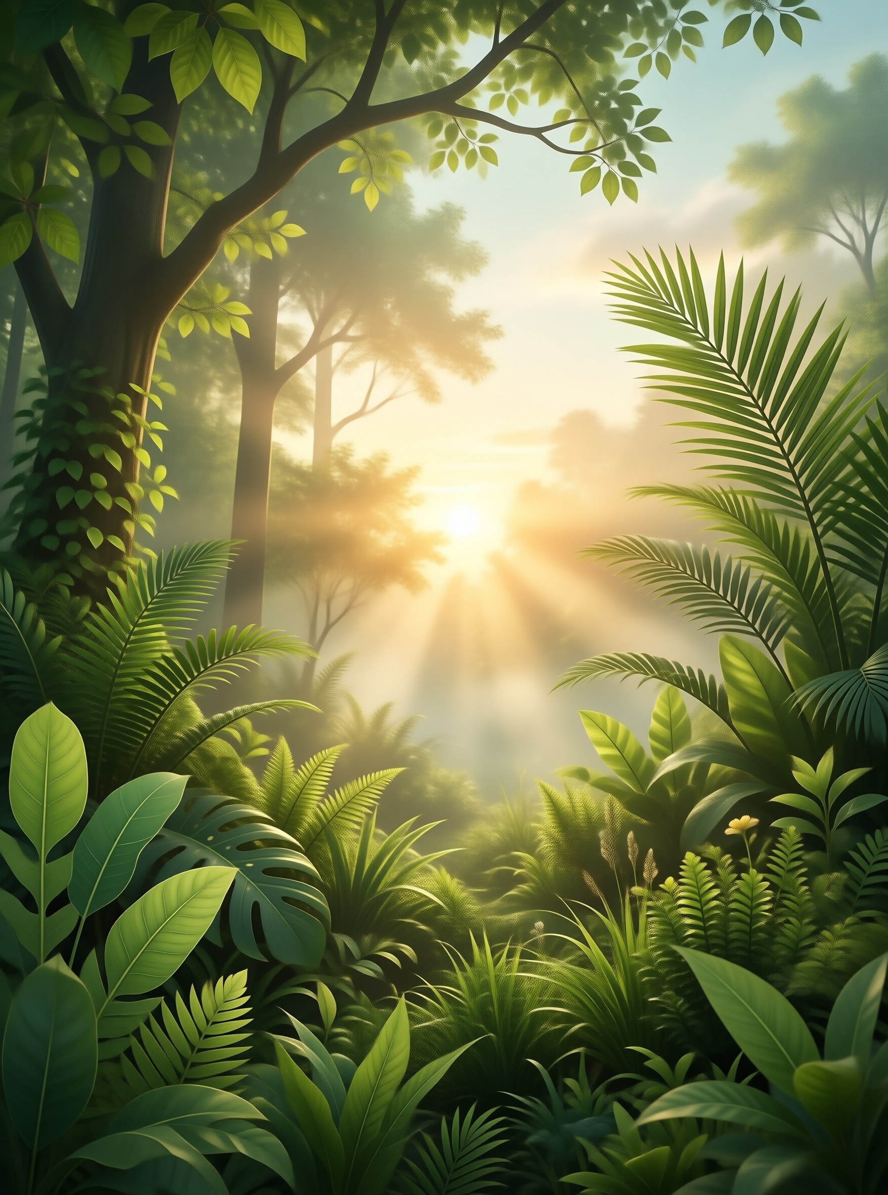 Sunlight in Lush Forest