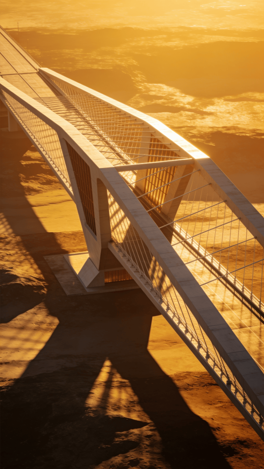 Bridge with Tensile Structure — Golden Sunset
