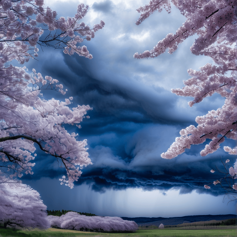 Framed Cherry Blossom Storm