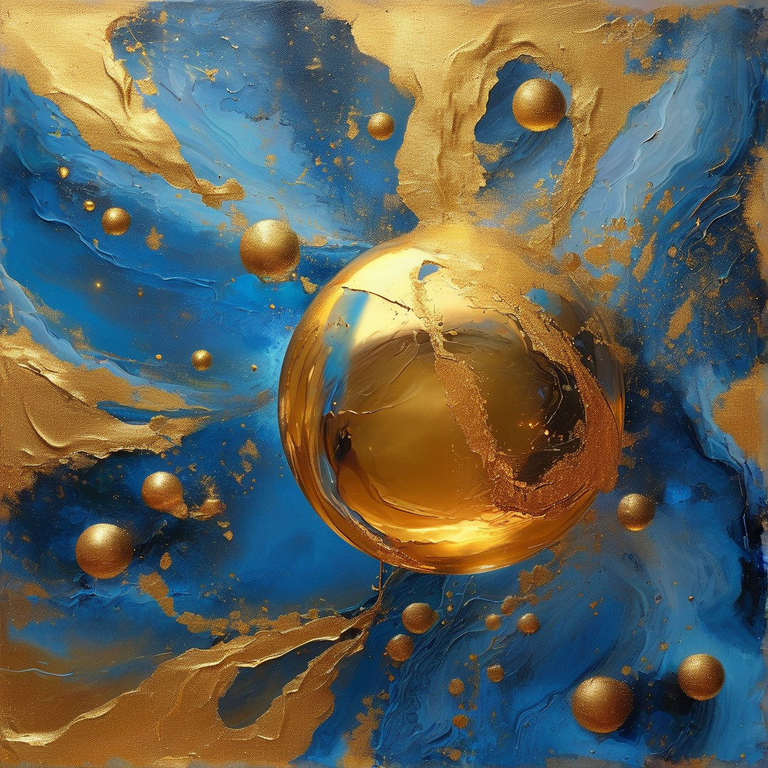 Golden Spheres in Blue