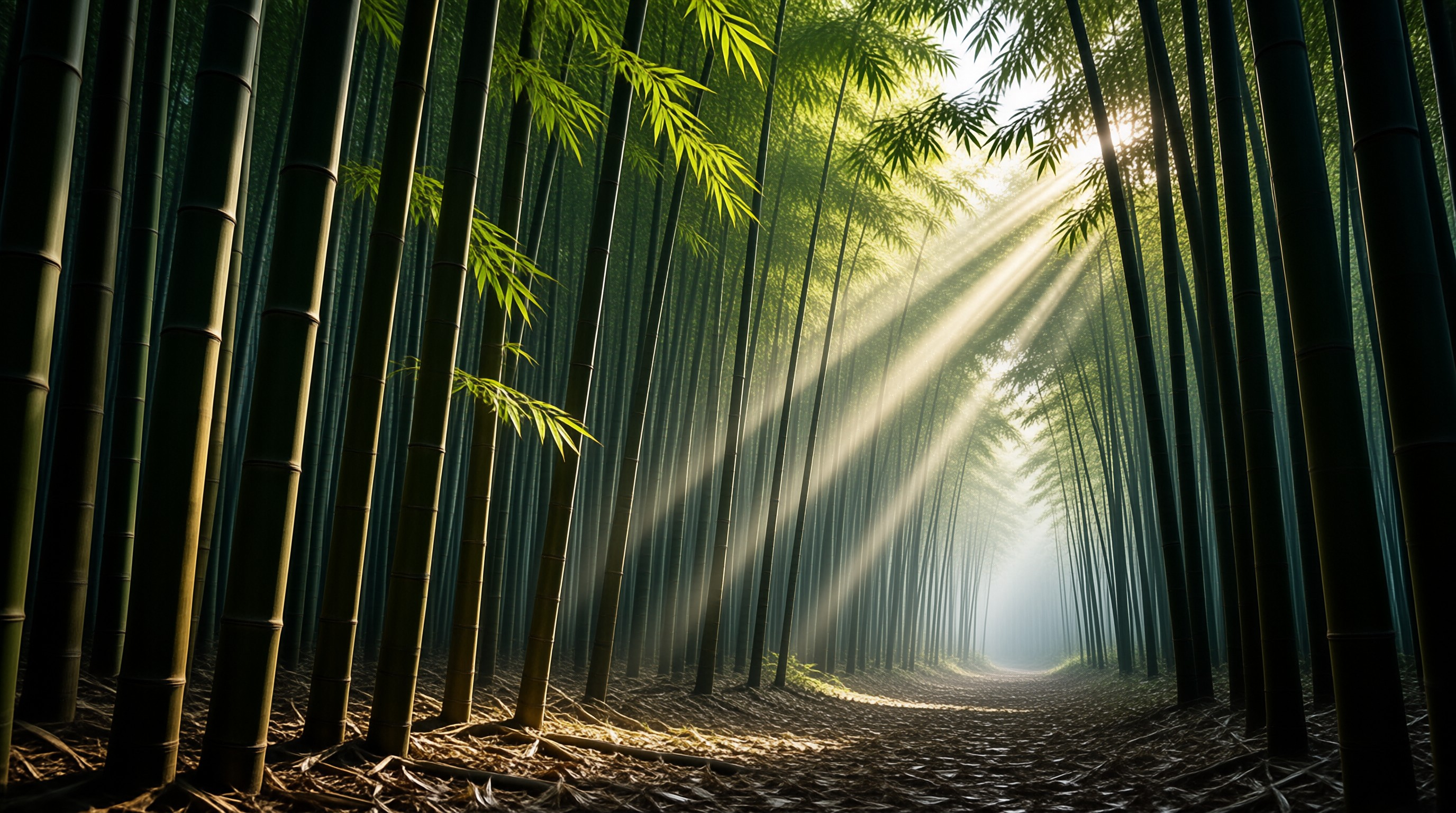 Sunlit Bamboo Forest Path