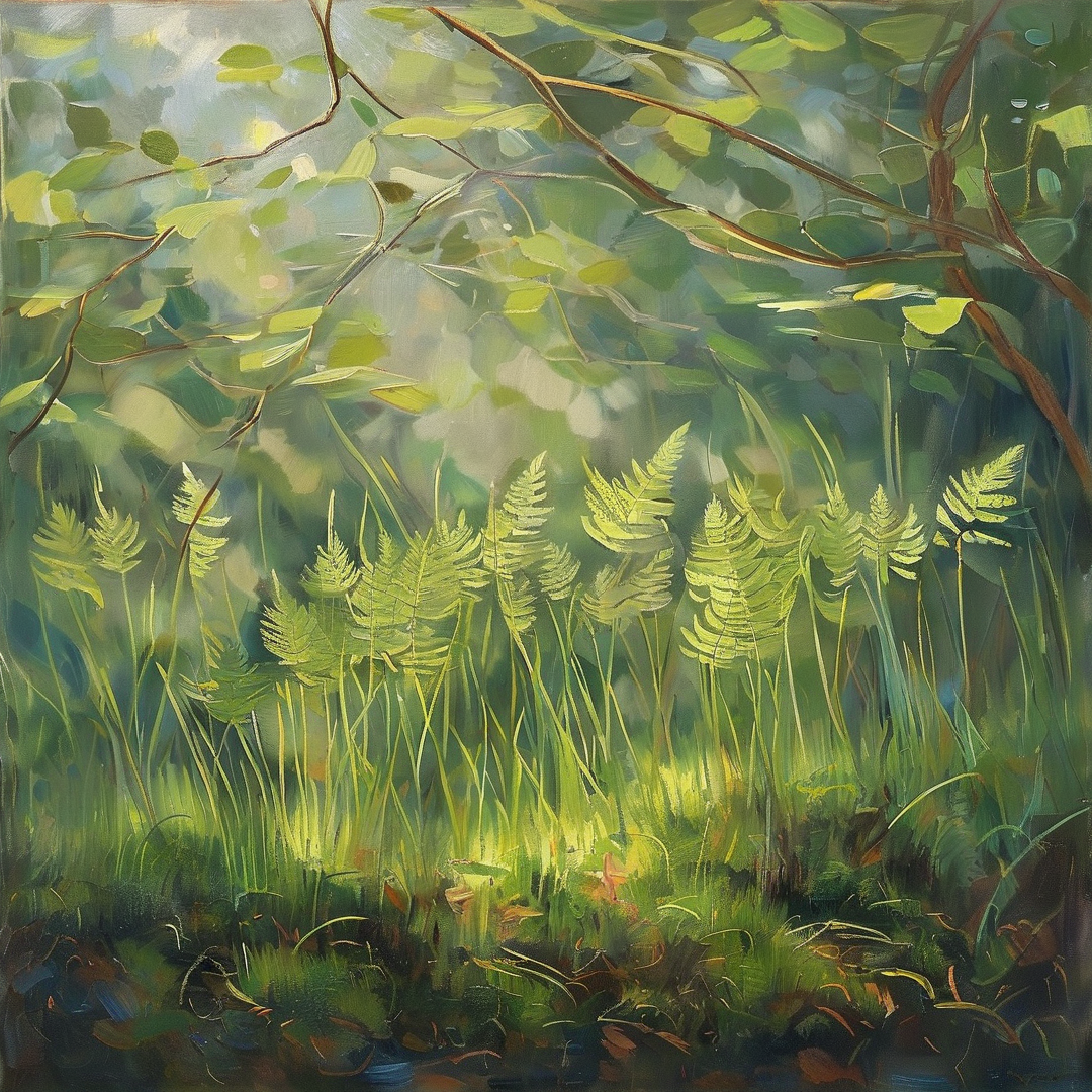 Sunlit Fern Grove