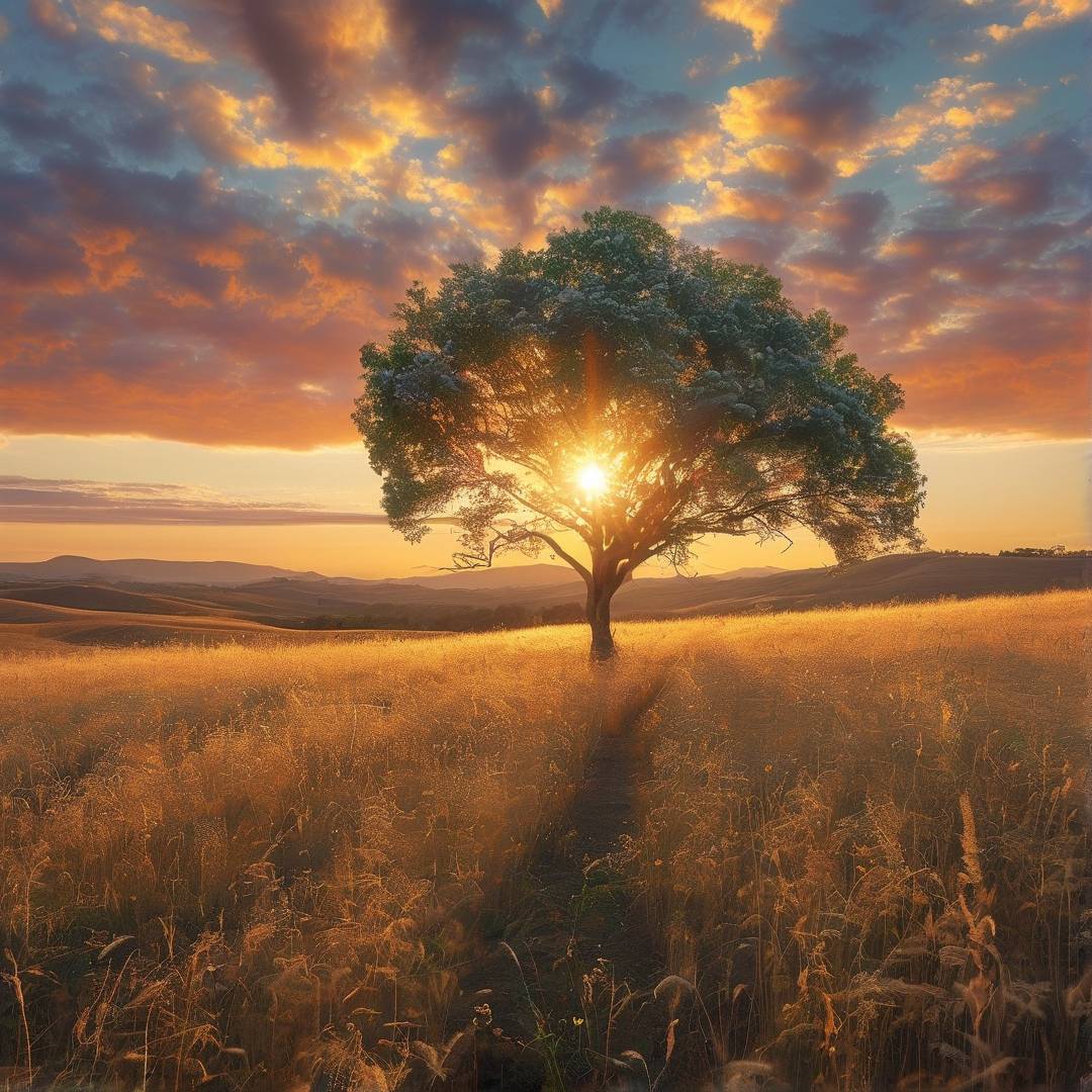 Solitary Tree at Sunset