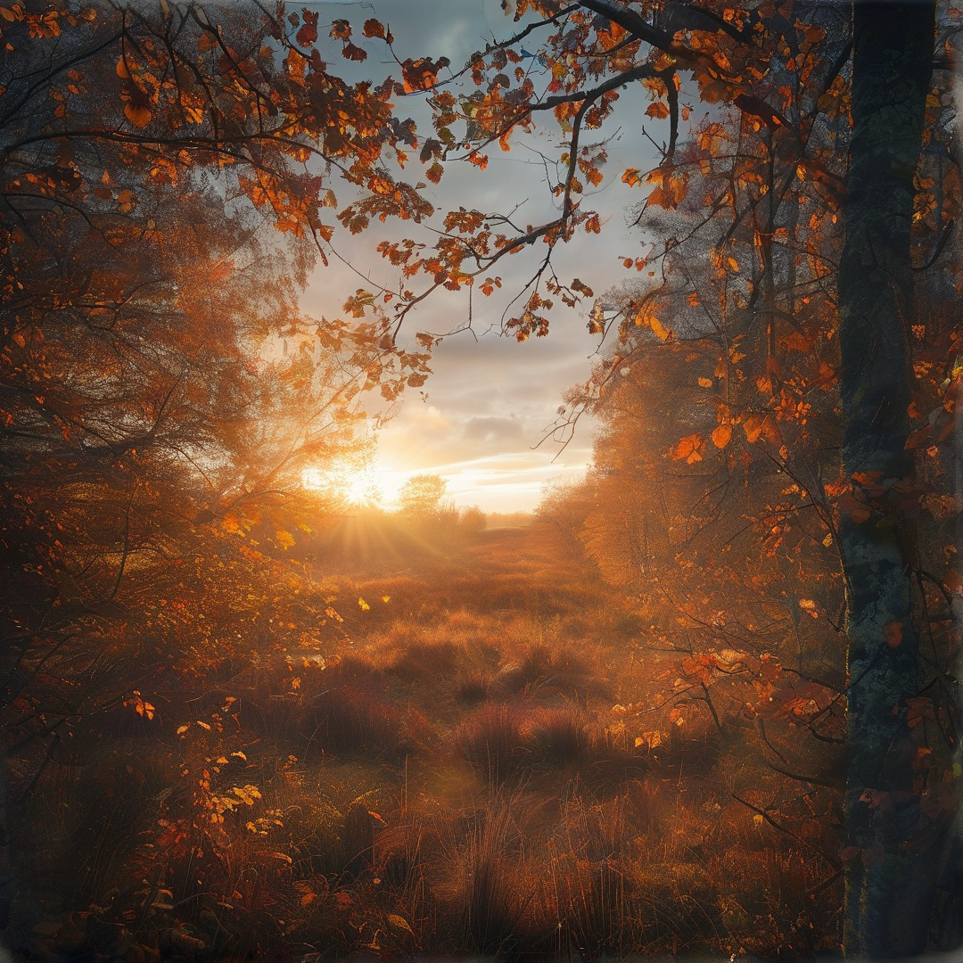 Autumn Sunrise in the Woods